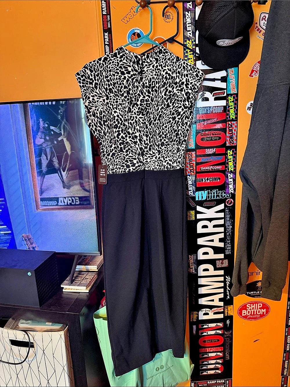 Animal Print Maxi Dress in Black & White Like New